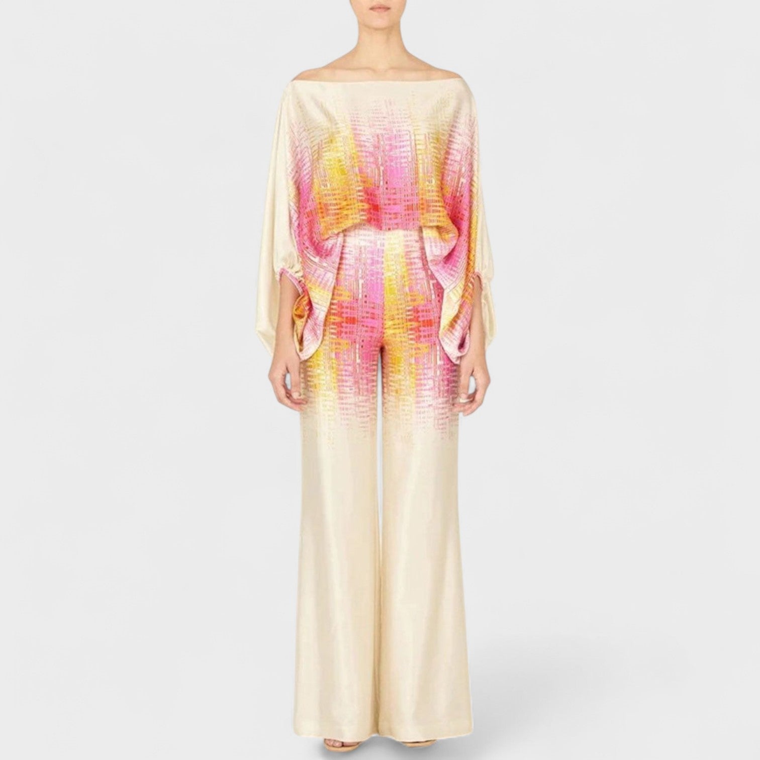 Zoria – Elegancki komplet dwuczęściowy z falistym nadrukiem