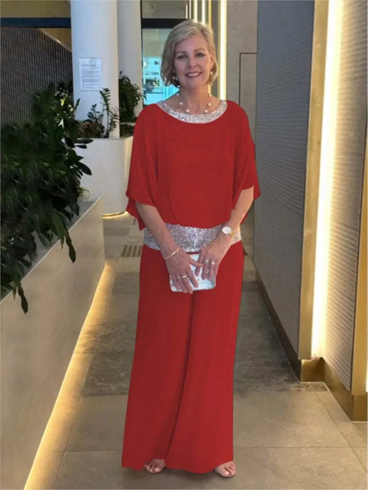 Ludmiła - Elegancki dwuczęściowy komplet z szyfonową górą