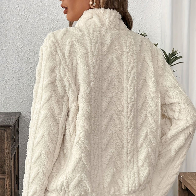 Rozalinda – Bluza z miękkiego pluszu z półzamkiem i kieszenią kangurką